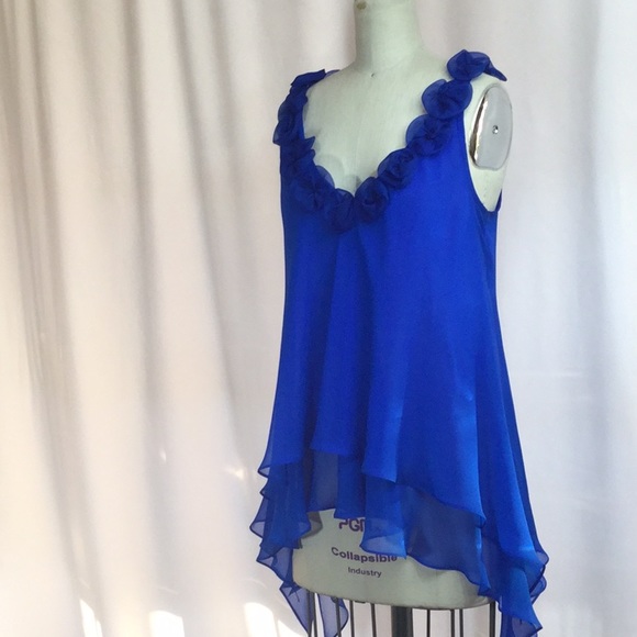 Silk chiffon float tank top/ flower detail - Picture 7 of 8